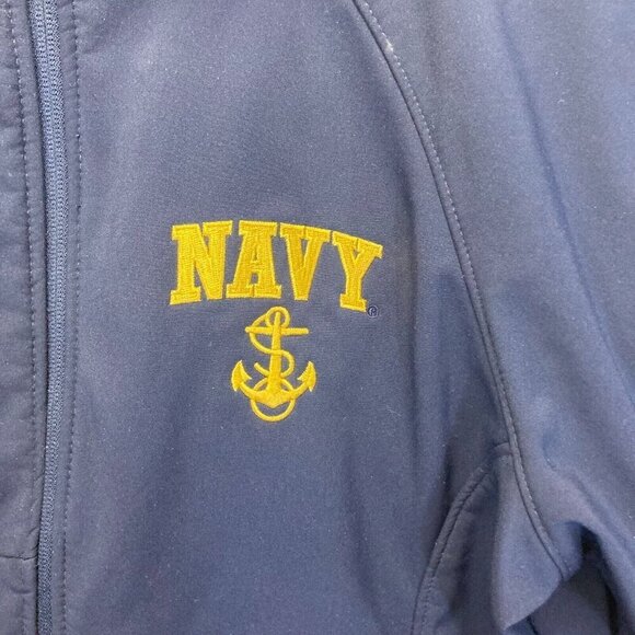 US NAVY Soft Shell Jacket Womens Medium M Fleece Full Zip Up Blue Landway - Picture 3 of 13